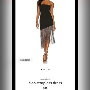 superdown Black Strapless Fringe Hem Cleo Dress